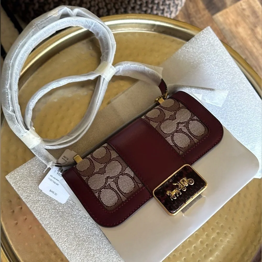 HOLD-NWT Coach Alie Shoulder Bag 18 In Signature Jacquard With Snakeskin Detail